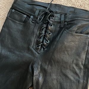 Rag & Bone High Rise Lace-Up Leather Skinny Pants